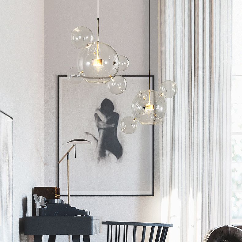 Luce a sospensione in vetro trasparente Modernista 1/4/6 Luci LED LAMPAGGIO A RAGGIO DI APPLICA