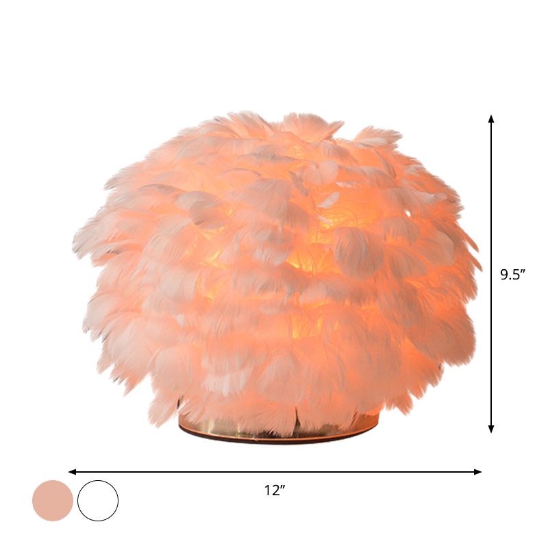 Lámpara de mesa de luz de lectura de dormitorio global 1 bombilla contemporánea lámpara de mesa nocturna en blanco/rosa