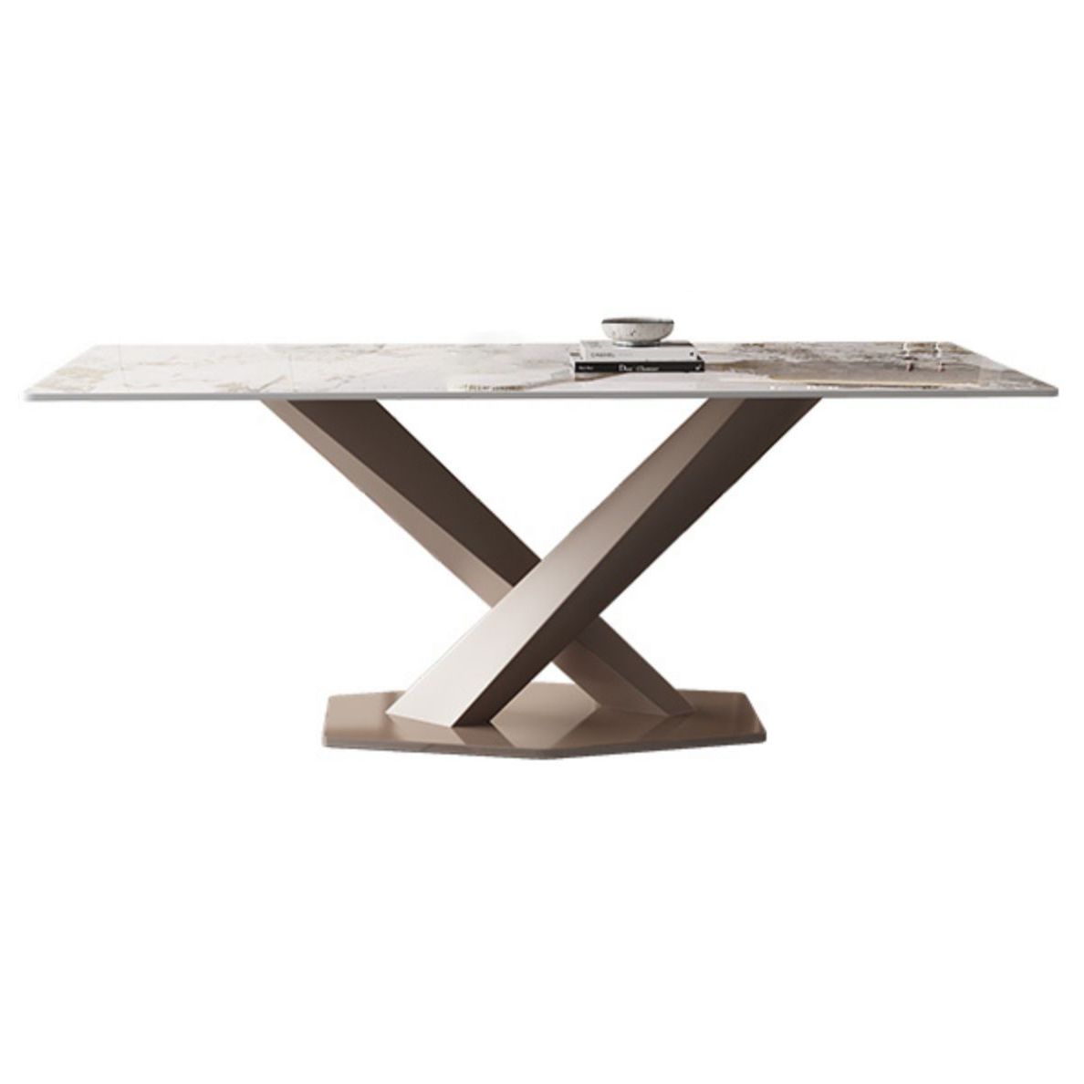 Modern Rectangle Dining Table Sintered Stone Pedestal Table for Home