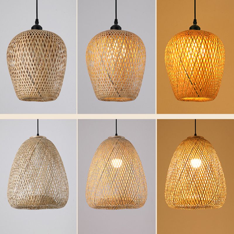 Modern Hand-Woven Suspension Pendant Light Rattan 1 Light Pendant Light