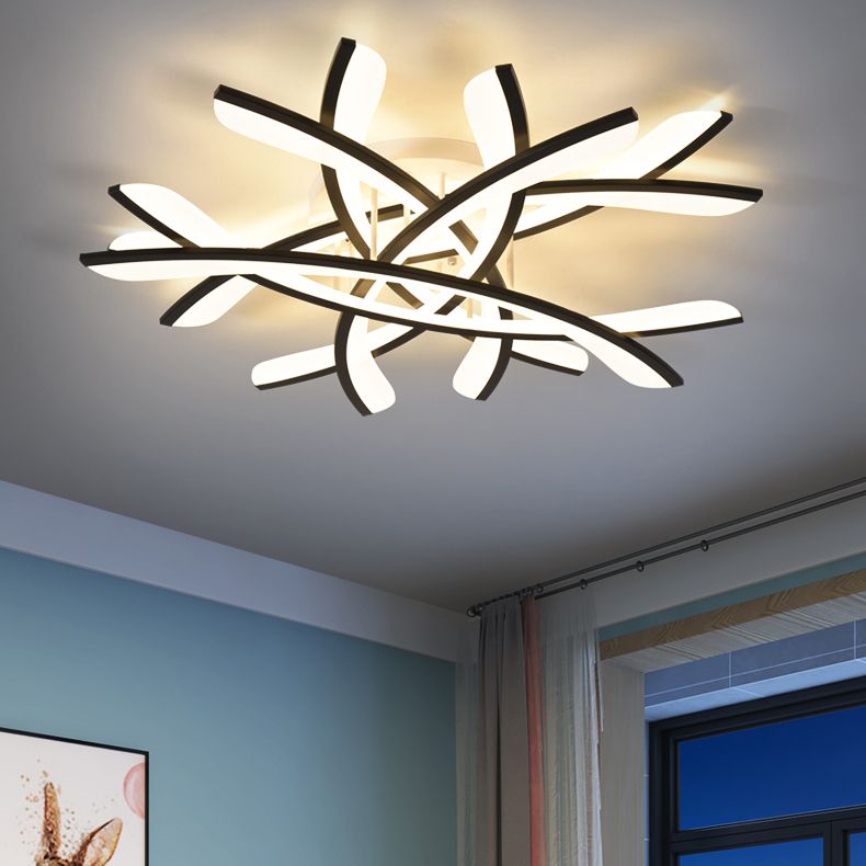 Lámpara de techo de metal con sombra, lámpara LED de estilo minimalista, lámpara semi empotrada