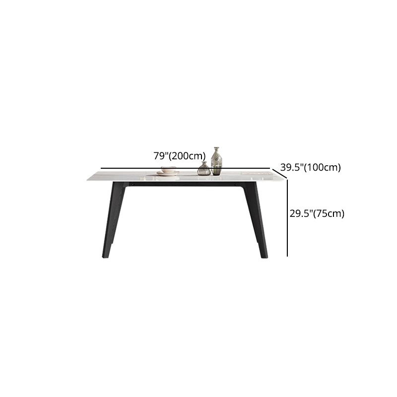 Industrial Stone Top Rectangle Table White and Black Dining Room Table