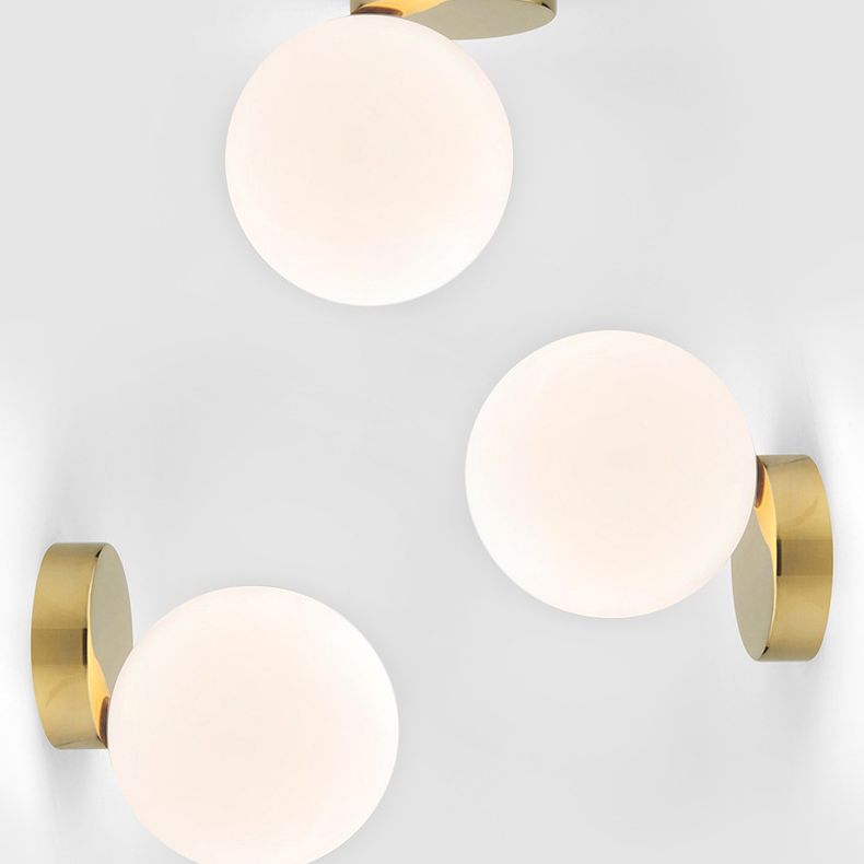 1-Light Spherical Shade Flush Mount Lighting Modern Style Opal Glass Flush Mount for Hallway