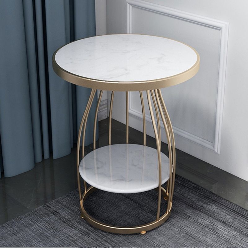 Modern Round Side End Table Frame End Table with Storage and Shelf