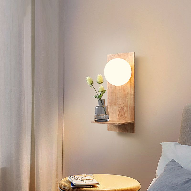 1 Light Wall Light Sconce Modern Wood Wall Light Fixture for Dining Room without plant