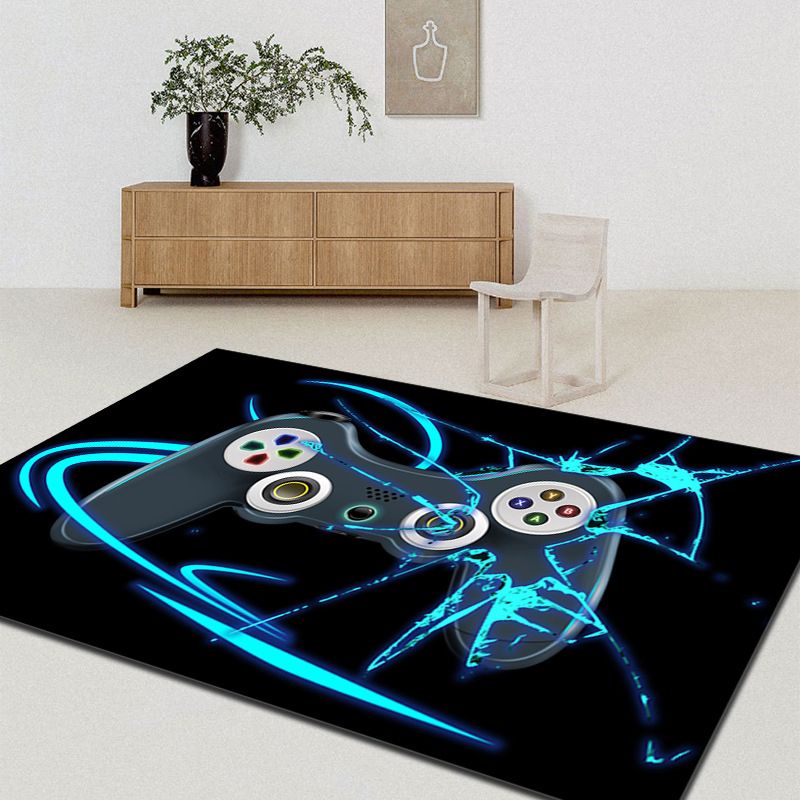 Funky Game Controller Pattern Carpet Polyester Kids Rug Stain Resistant Area Carpet for Living Room