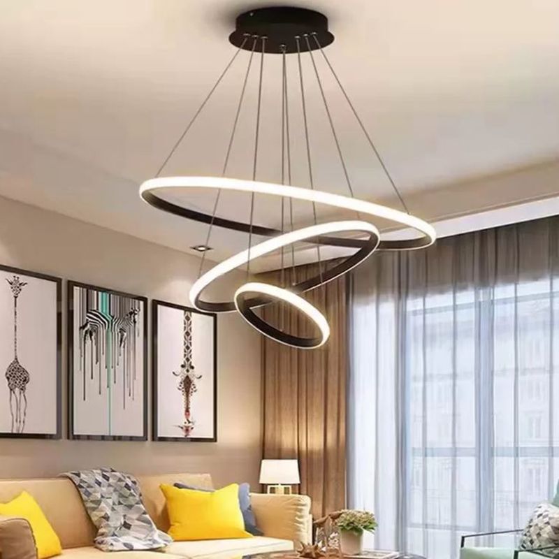 Lineare Metallleuchterleuchten moderner 3-Licht-Kronleuchter-Beleuchtungskörper in Schwarz