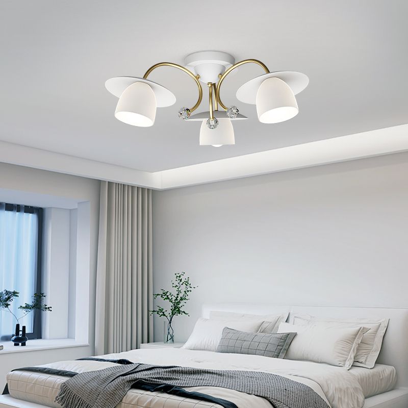 Modern Metal Flush Mount Cone Shape Ceiling Light with Glass Shade for Living Room