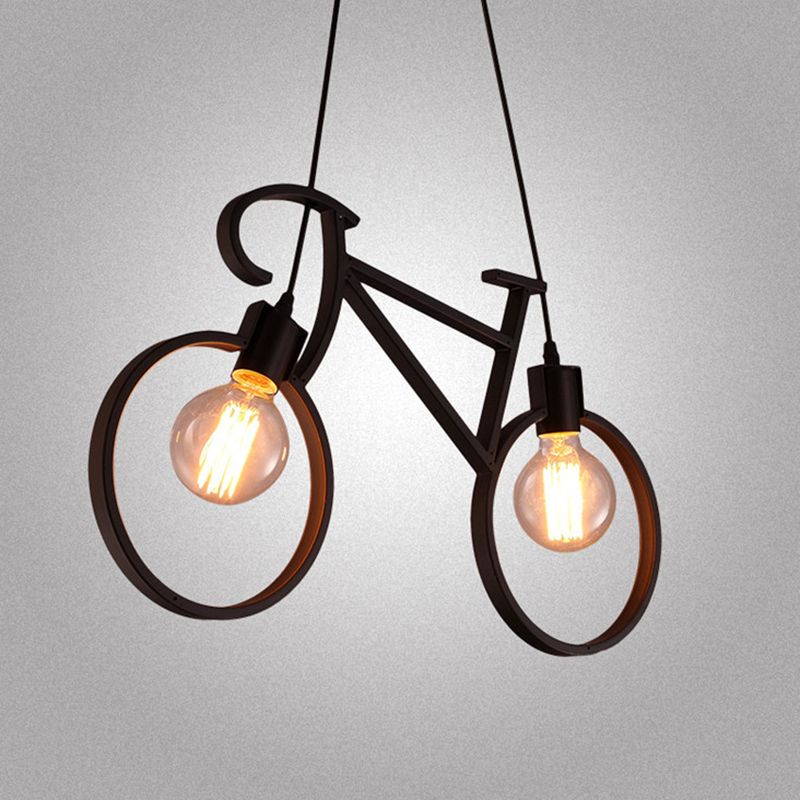 Rétros Creative Iron Bicycle Chandelier 2 Light Pending Lighting Table Light