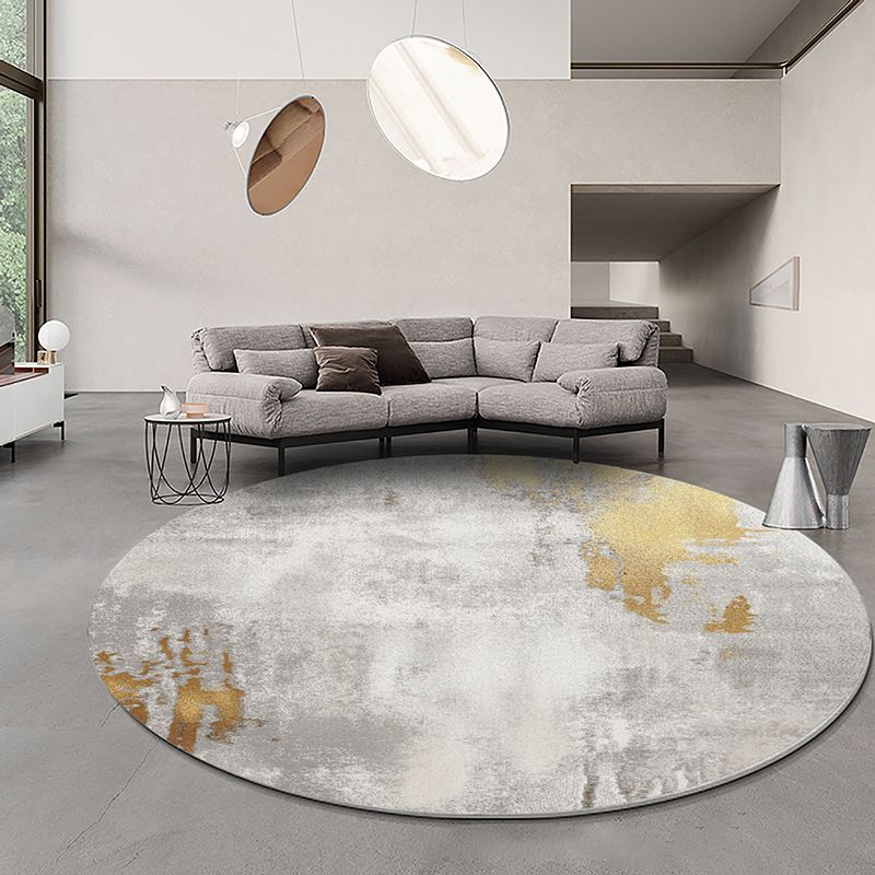 Contemporary Round Carpet Abstract Pattern Rug Stain Resistant Area Rug for Living Room