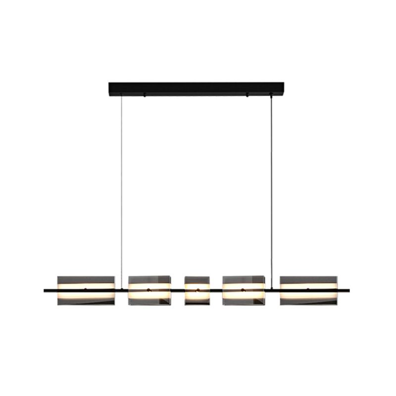 Clear and Black Ceiling Pendant Light Brass & Glass LED Kitchen Island Fixture