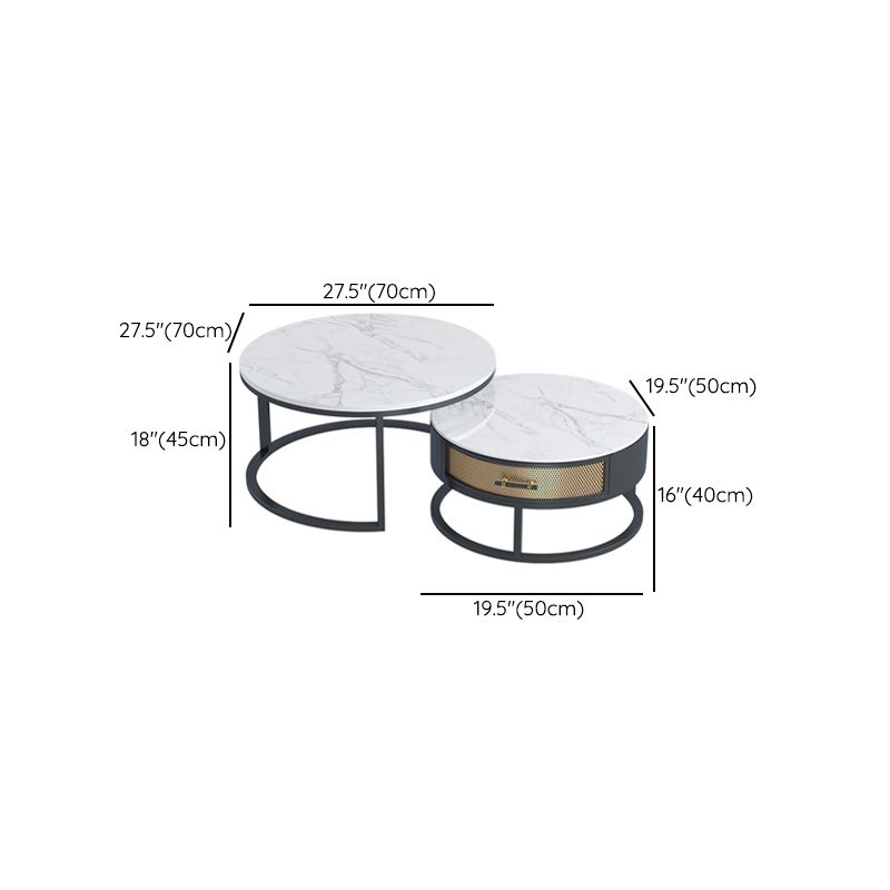 Frame 2 Nesting Coffee Table Set Modern Slate Cocktail Table with Drawer