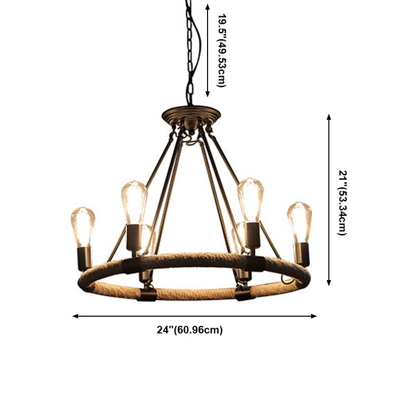 Industrial Hanging Lamp Kit Wheel Rope Pendant Lighting Fixtures for Bar