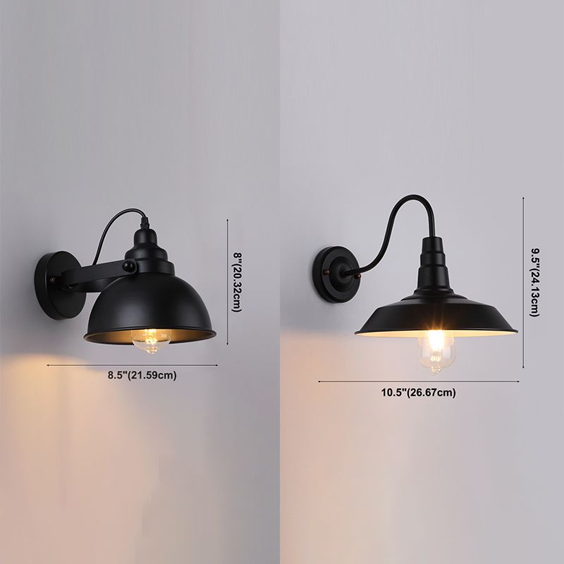 Lámpara de pared de metal de black metal de luz industrial individual simple para el restaurante de la cocina