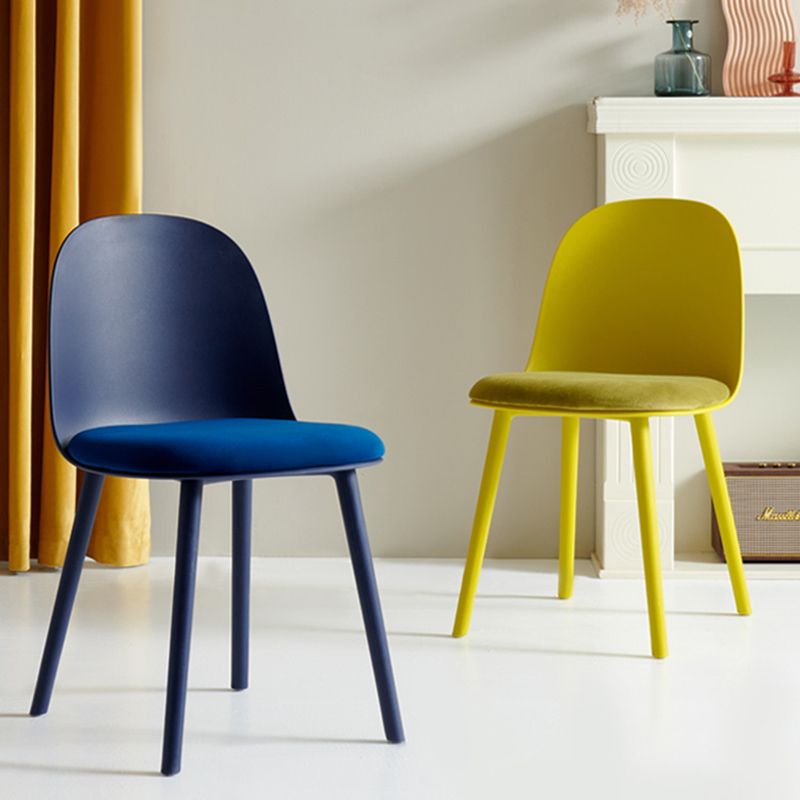 Sillas de cena sin brazos de plástico escandinavo, silla lateral sólida interior con parte trasera