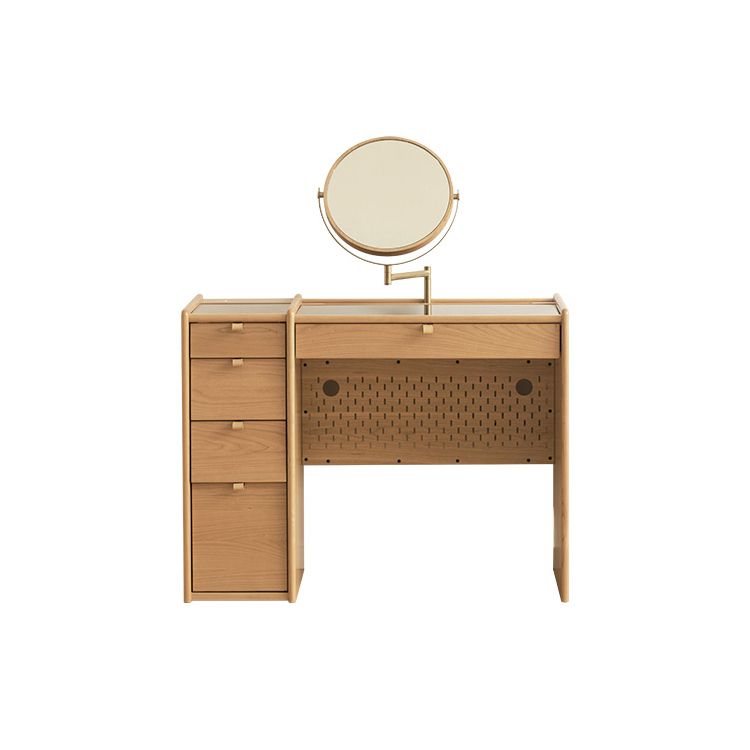 Scandinavian Drawers Dressing Table Solid Wood Dresser Mirrored Vanity Set