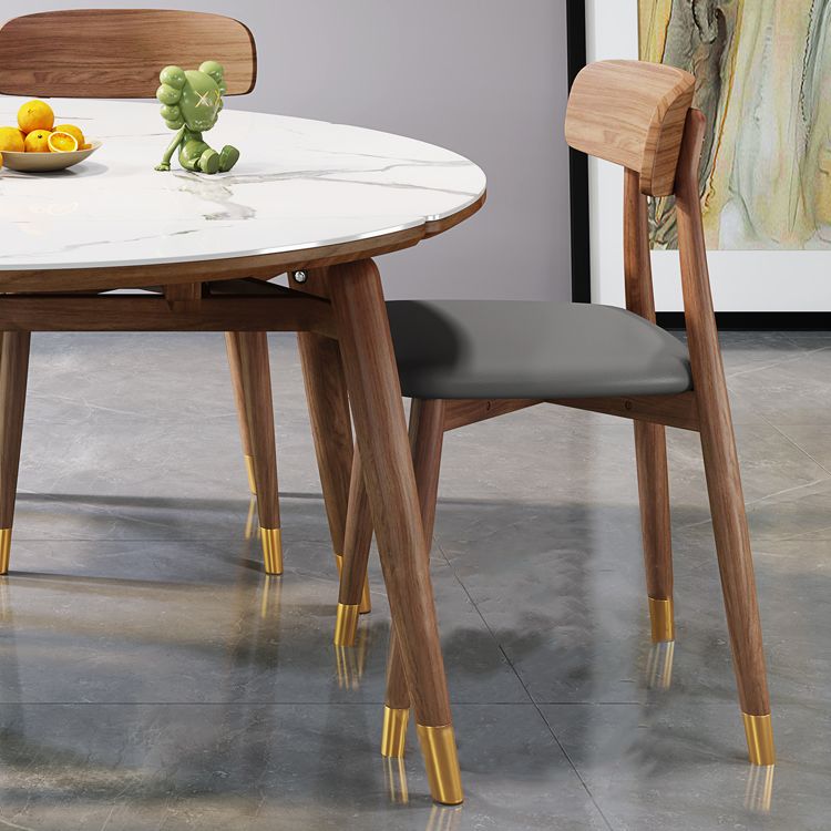 Traditional Luxury Dining Table Round Sintered Stone Dining Table with Wooden Base