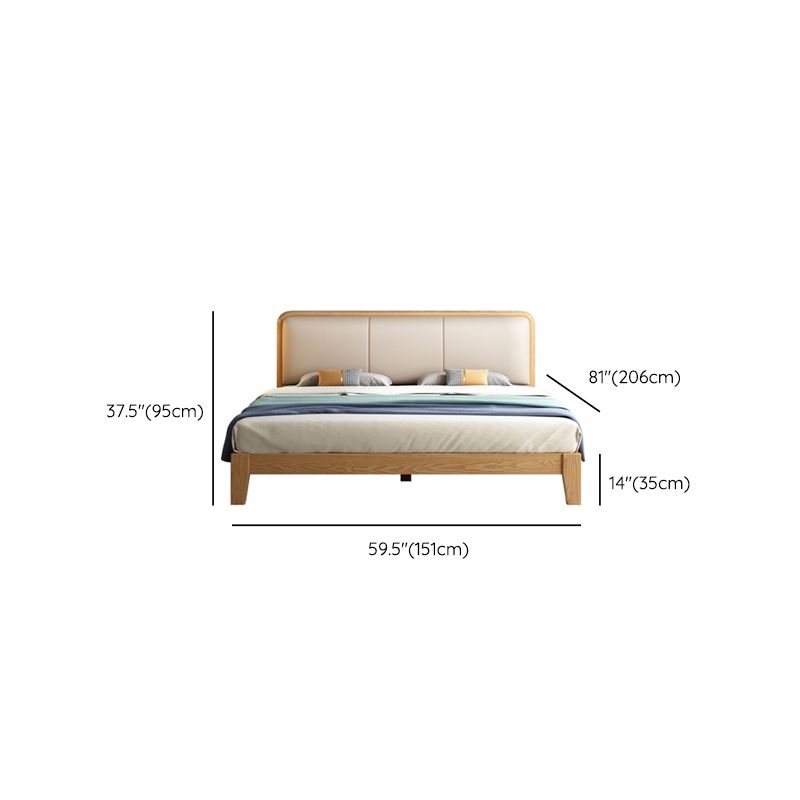 Scandinavian Ash Panel Bed Natural Upholstered Bed Frame with Mattress