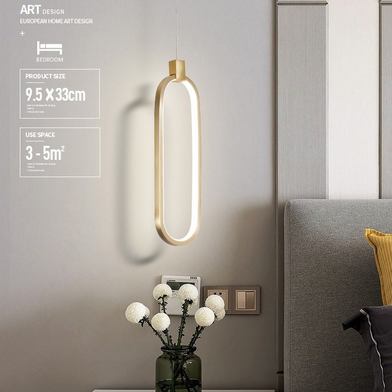 Luce a ciondolo a LED in alluminio in moderno gel di silice in stile conciso luce oblunga per camera da letto