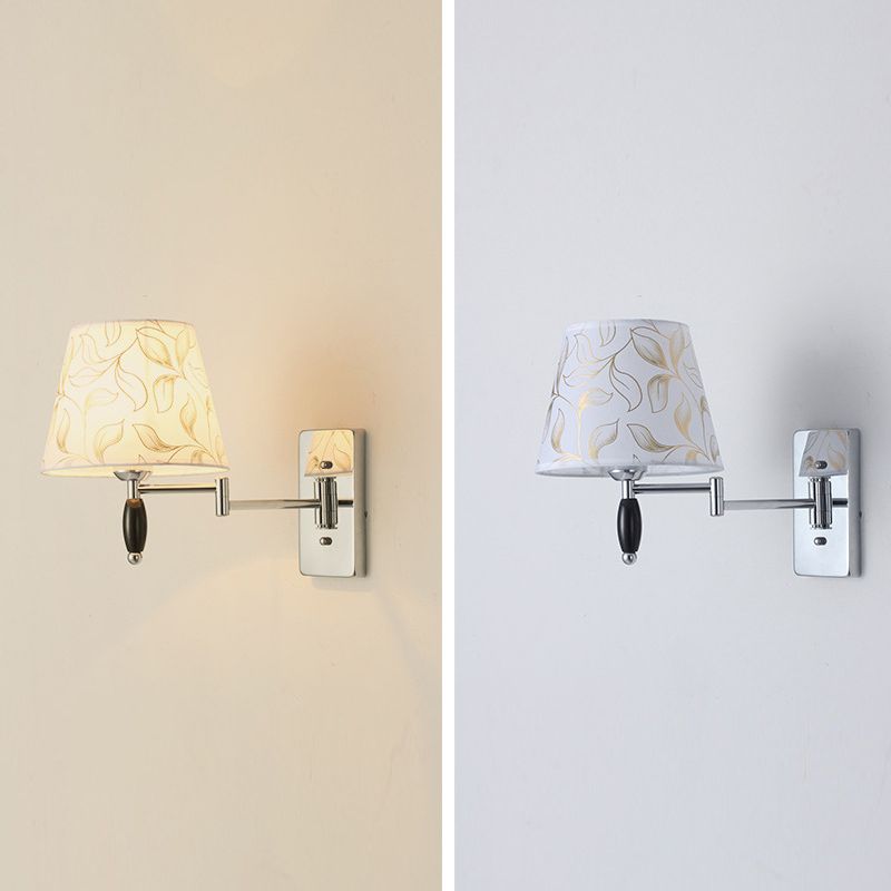 Modern Style Simple Wall Light Natural Burlap Shade Swing Arm Wall Sconce