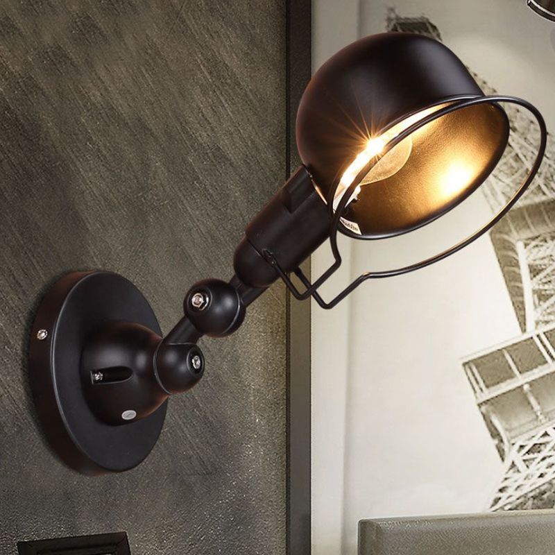 Rust/White Dome Lampa de pared Splique Retro Style 1 Light Comedor iluminación de pared ajustable con anillo