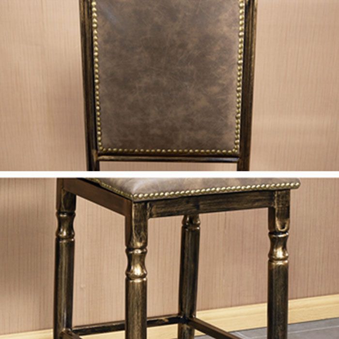 Distressed Bronze 29.5" H Barstool Industrial Indoor Tall Stool with Square Seat