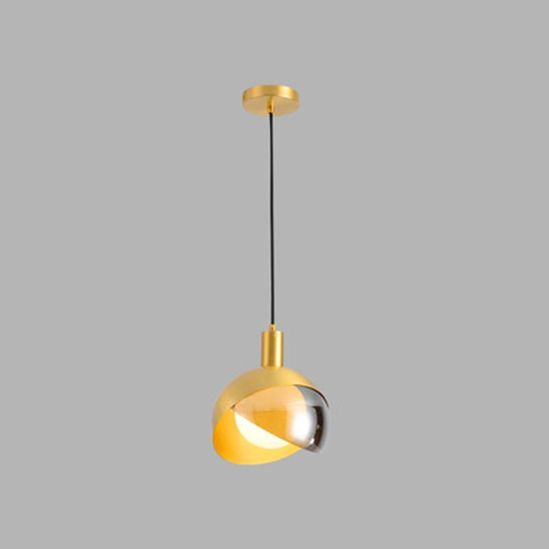 Postmodern Semicircle Hanging Light 1 Bulbs Metal Pendant in Gold for Restaurant