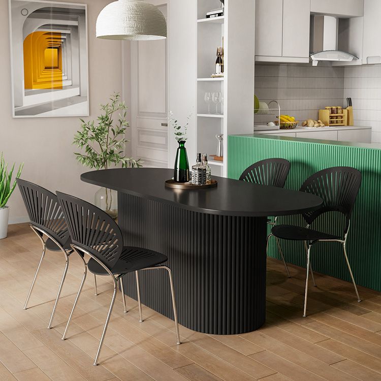 Solid Wood Base Contemporary Oval Indoor Table Pedestal Table for Dining Room