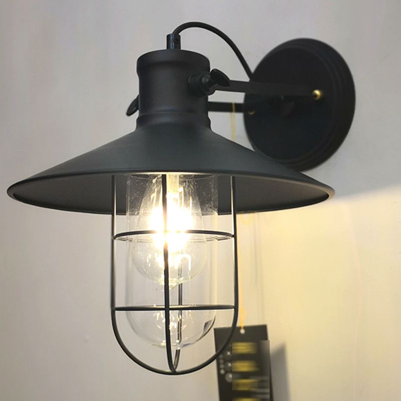 Lampada a parete in gabbia in gabbia in stile industriale 1 illuminazione montata a parete in nero