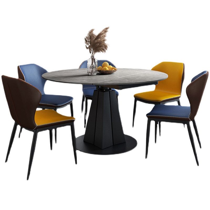 Modern Style Sintered Stone Dining Room Table Round Home Table with Metal Base