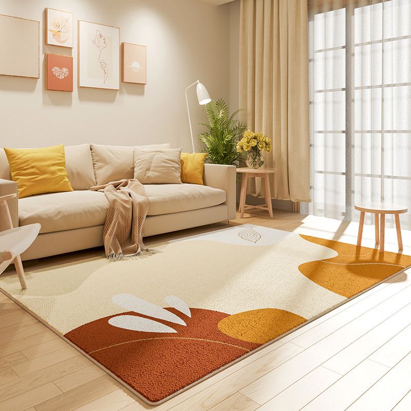 Light Grey Nordic Carpet Polyester Casual Carpet Non-Slip Backing Carpet for Drawing Room