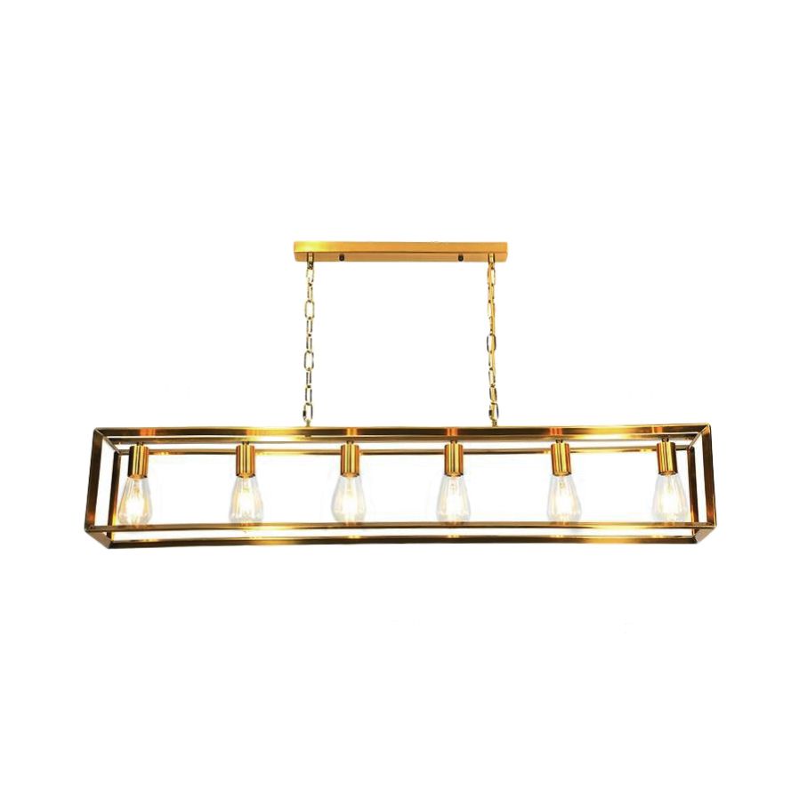 Black/Brass Rectanglengle Island Canderant Classic Metal 5/6 Bulbi Sala da pranzo Assiciare Luce a soffitto