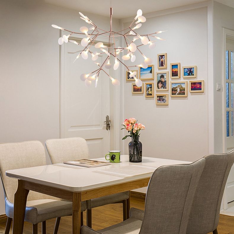 Luz de metal contemporánea de lámparas de metal Fireglies Hanging Chandelier para dormitorio