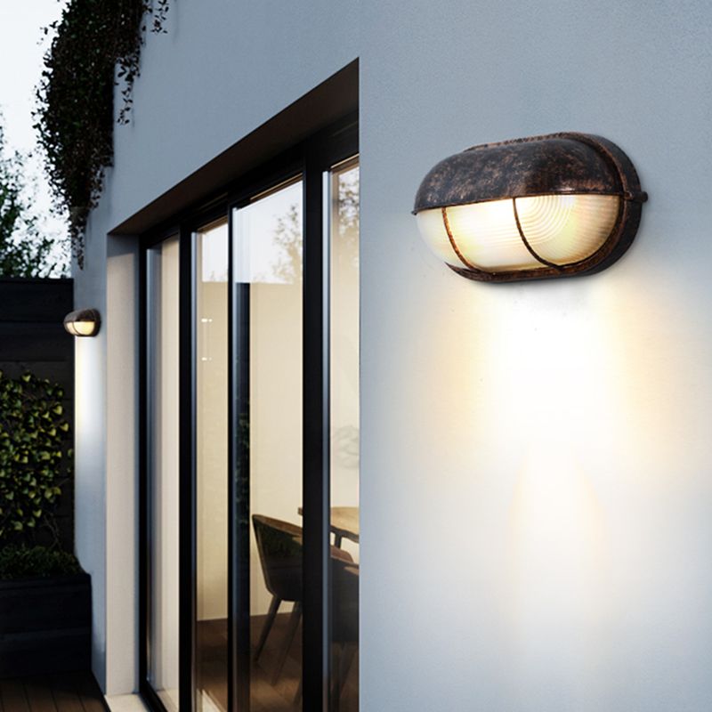 Industrial Metal Wall Sconce Geometric Shape Wall Light with Glass Shade for Living Room