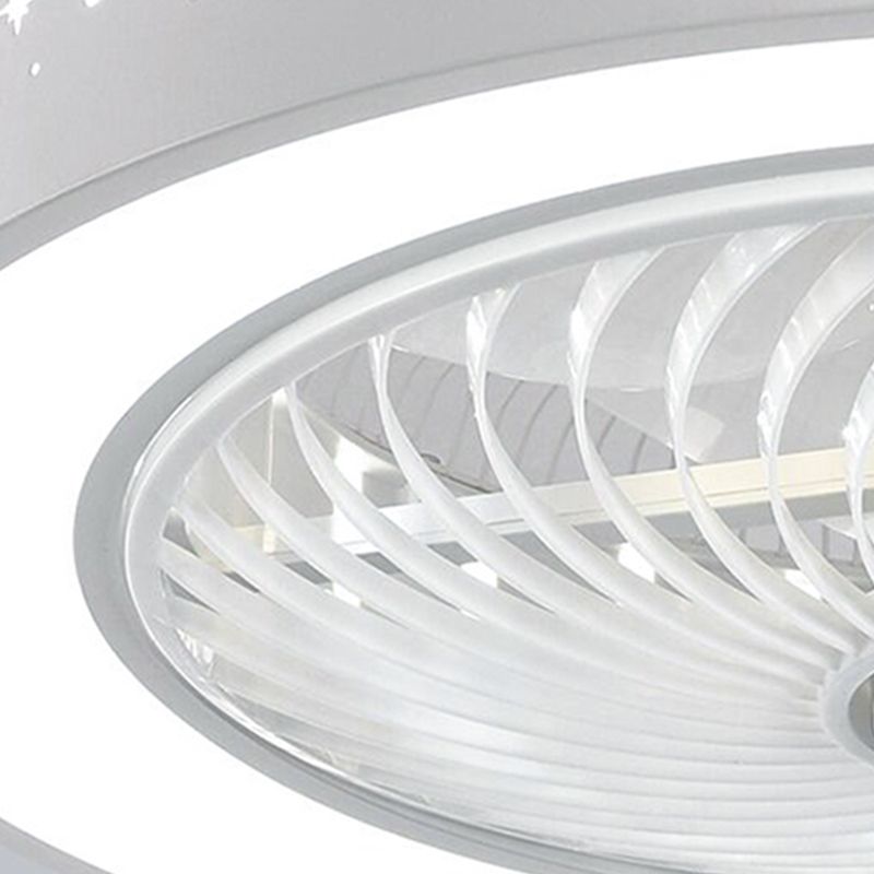 Lámpara de ventilador en forma de tambor rosa caricatura led metal semi flush luz para habitación infantil