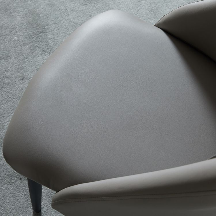 Leather Upholstered Armless Dining Chairs Home Side Chairs with Metal Legs