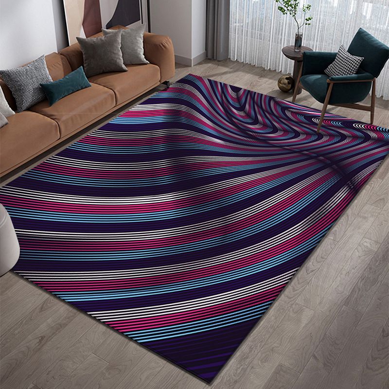 Purple Abstract Graphic Rug Polyester Modern Rug Washable Rug for Home Decor