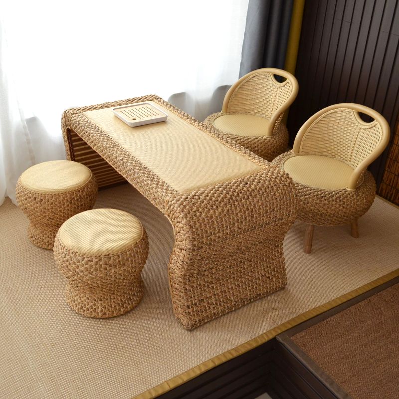 Contemporary Style Rectangle Patio Table Wicker in Brown for Home