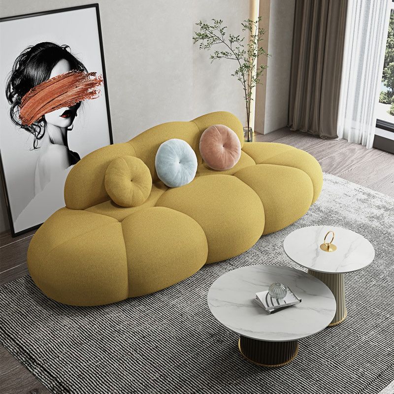 Contemporary 28.74" H Wool 3 Seater Armless Sofa for Living Room