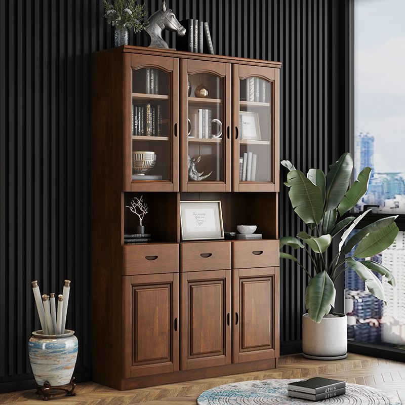 Grooves Handle Storage Cabinet Solid Wood Cabinet with Drawer