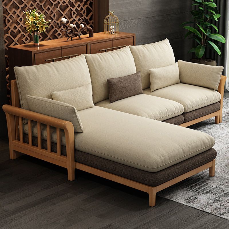 Flared Arm Sectional Sofa, Removable Cushions with Wooden Legs
