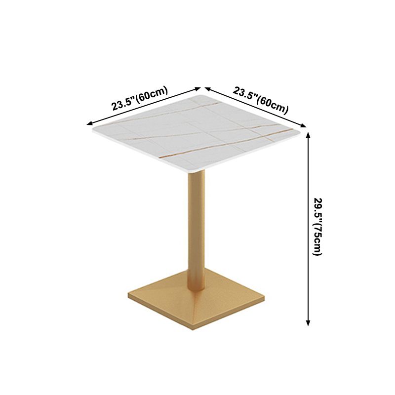 Traditional Luxury Dining Table White Sintered Stone Table with Metal Base