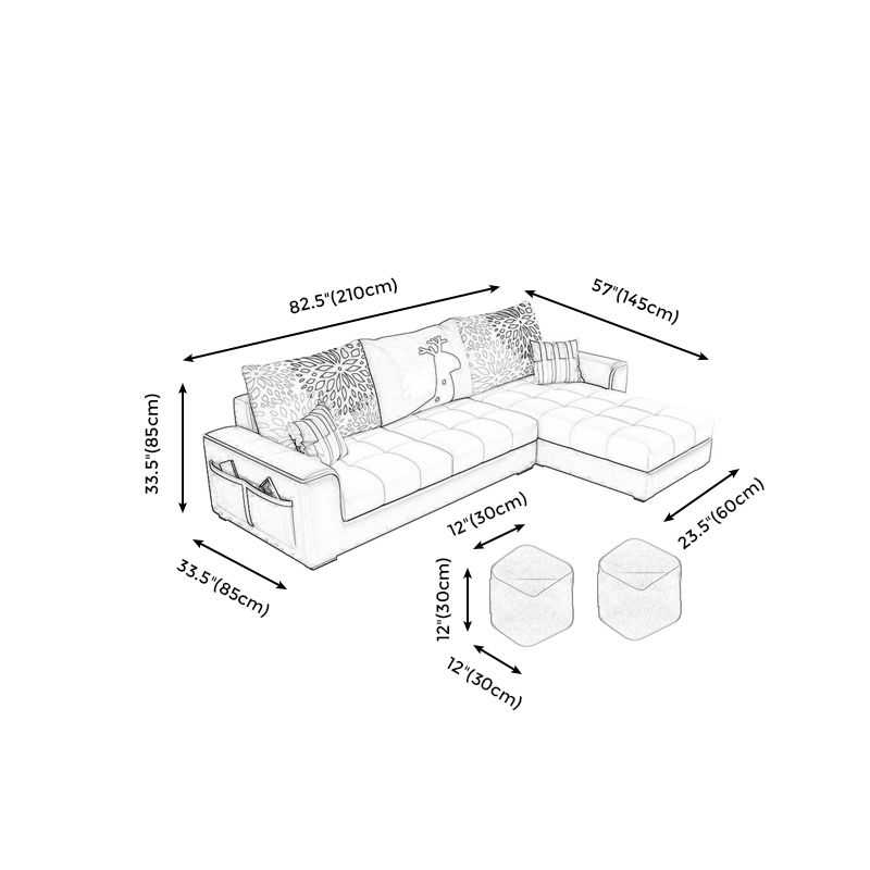 L-forma 106.3 "l x 57" w x 35.43 "H Sections High Back divano con archiviazione