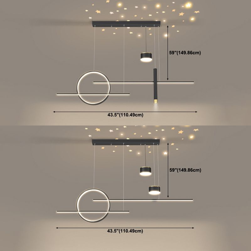 Contemporary Style Linear Island Lighting Metal 5 Light Island Pendant Lights