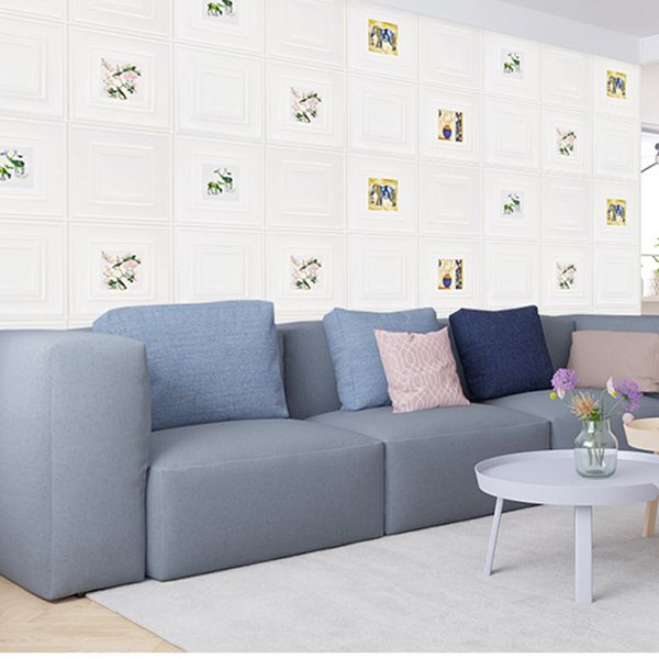 Modern Wall Panel Cartoon Print Peel and Stick Waterproof Wall Paneling