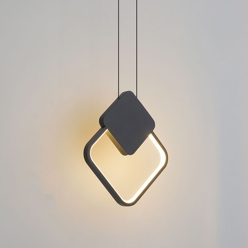 Contemporary Style Linear Shape Pendant Light Metal 1 Light Hanging Lamp in Black