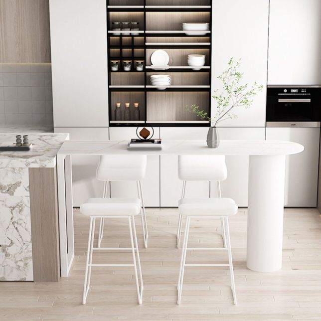 1/2/3/5 Pieces Bar Stool and Table Set White Oval Pub Table Set