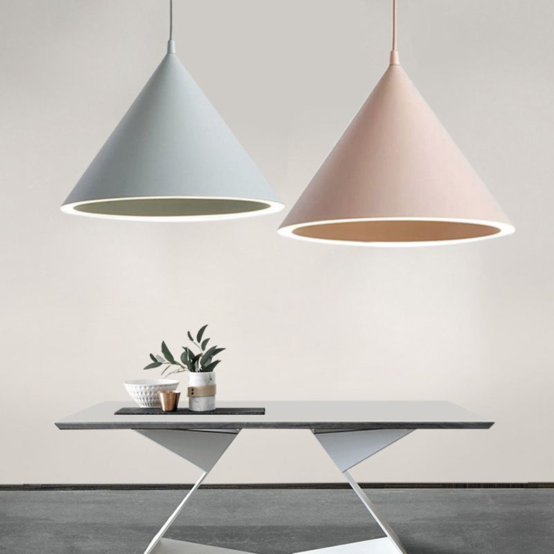Conical Pendant Lighting Fixture Minimalist Style LED Metal Hanging Ceiling Light