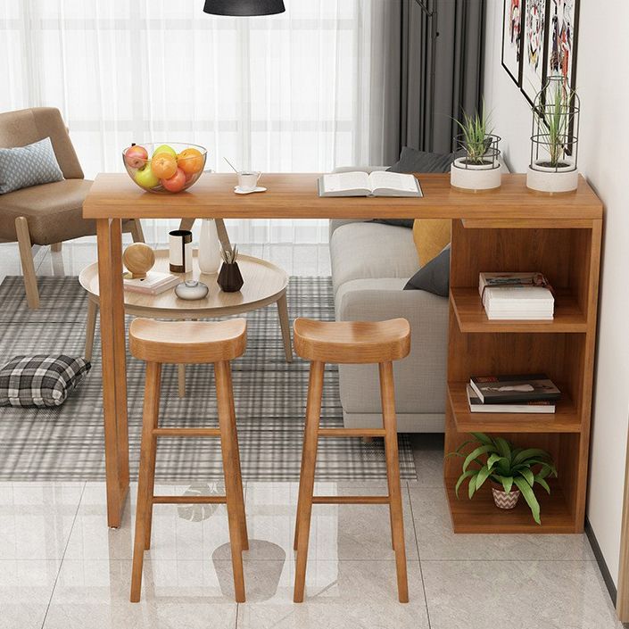 Glam 1/2/3 Pieces Bar Table Set Rectangle Wooden Bar Table with Bar Stool