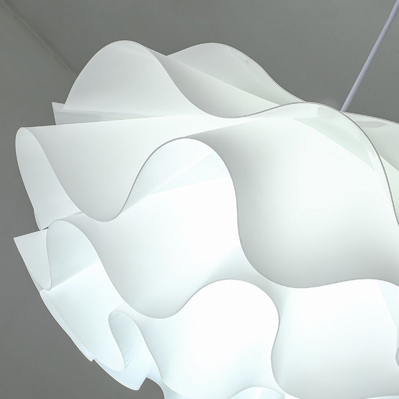 Simple Flower Pendant Light Fixture Acrylic Bedroom Pendant Ceiling Light in White